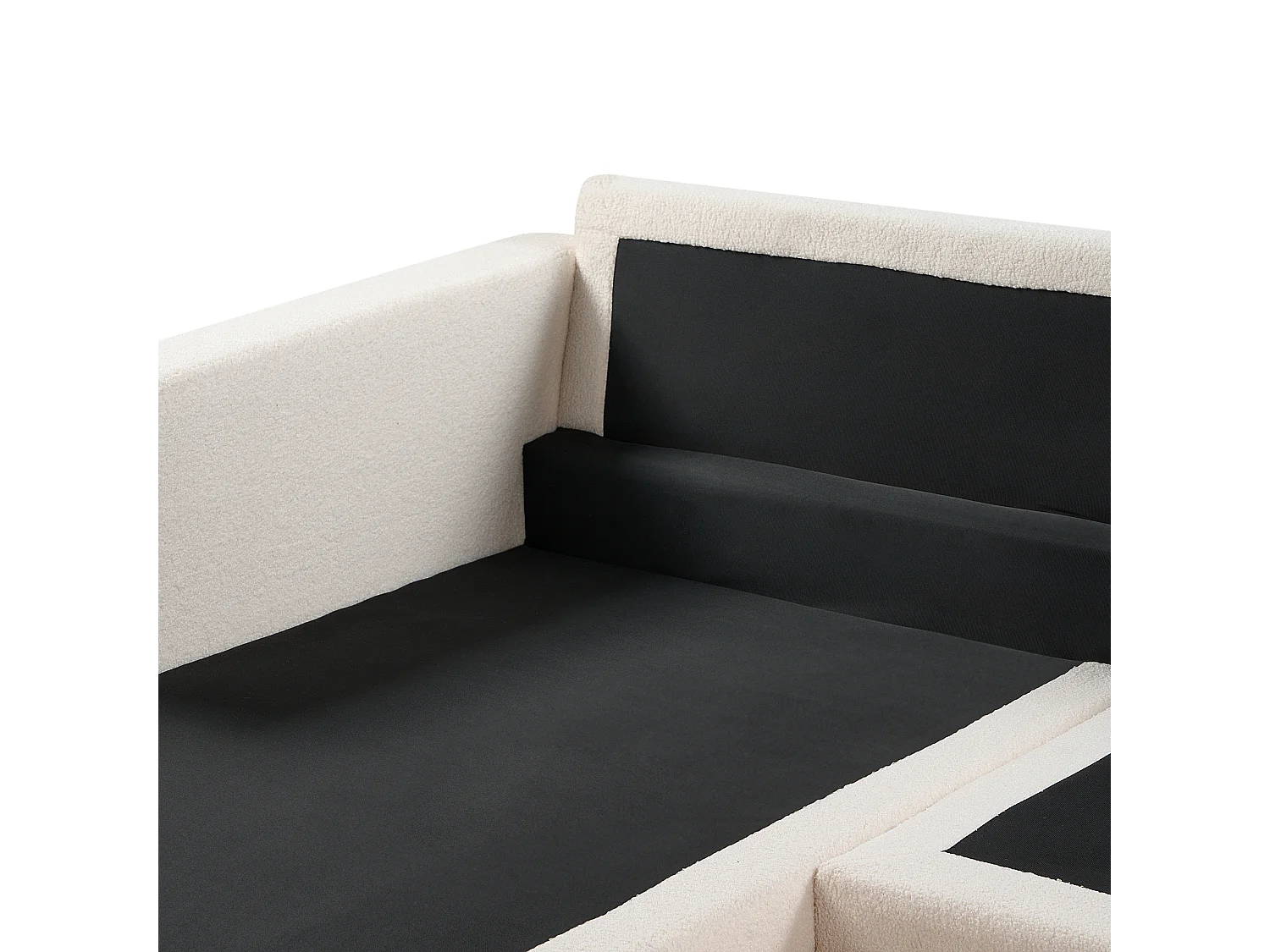 Canapé d'Angle à Droite en Bouclé Pieds en Bois Elégant Beige Clair Siggard