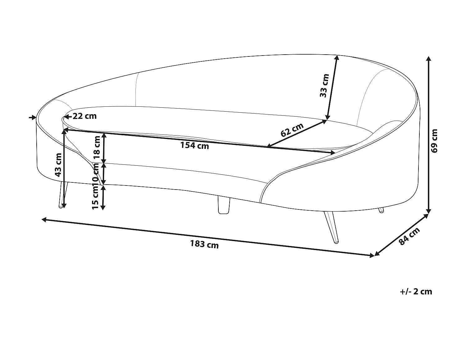 3er Sofa Bouclé weiß gebogen oval mit schwarzen Metallbeinen Retro Glam Savar