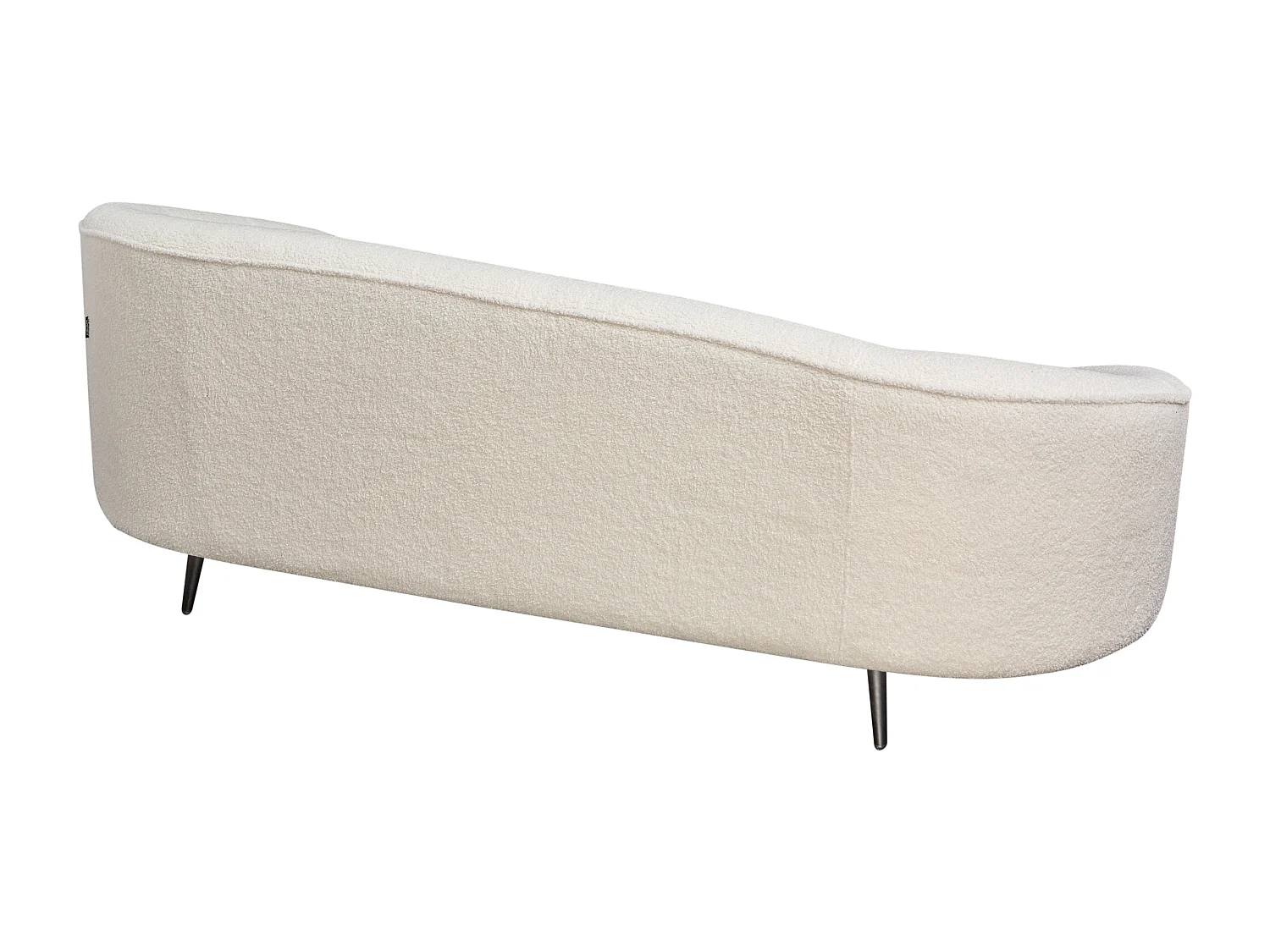 3er Sofa Bouclé weiß gebogen oval mit schwarzen Metallbeinen Retro Glam Savar