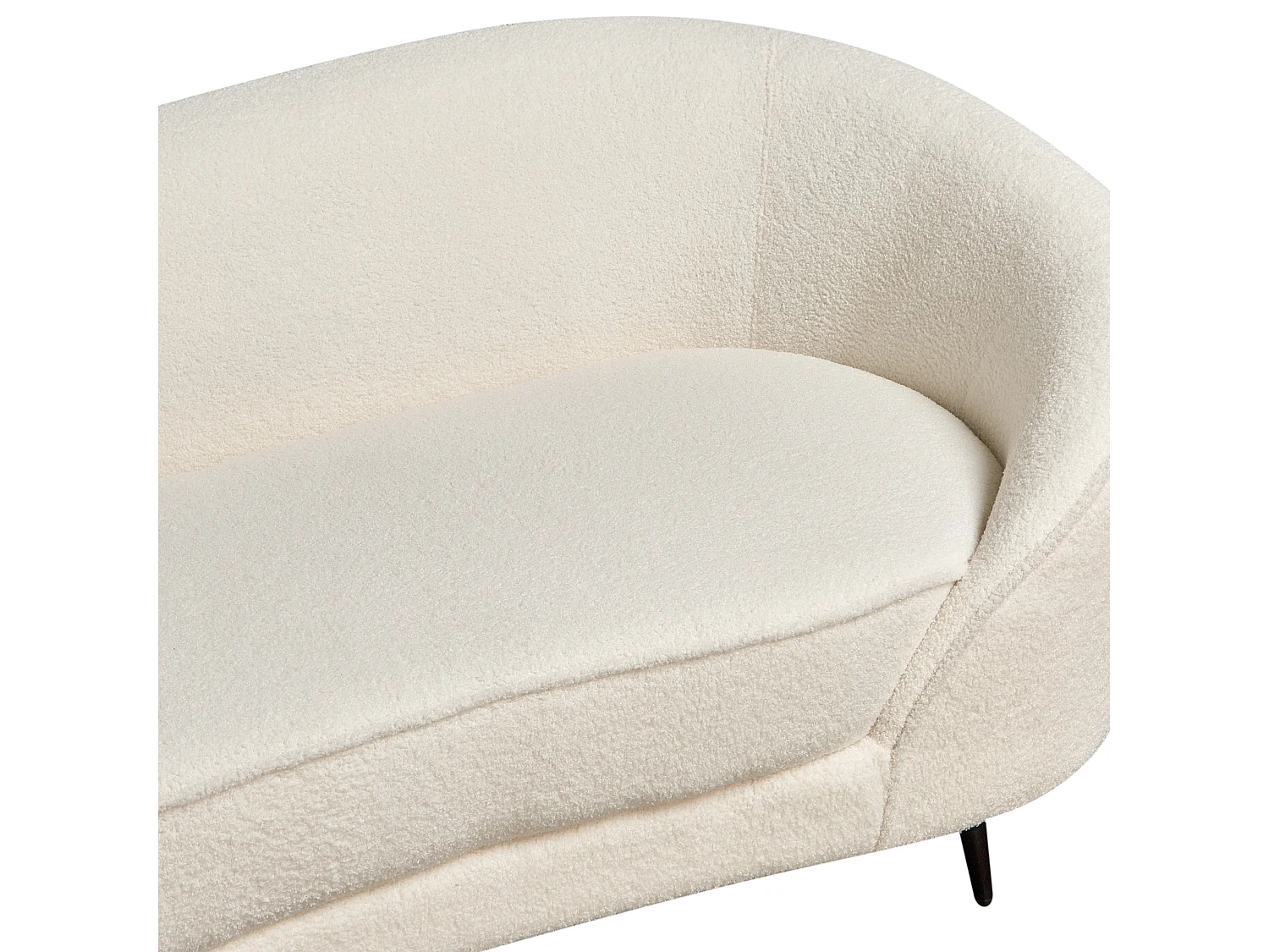 3er Sofa Bouclé weiß gebogen oval mit schwarzen Metallbeinen Retro Glam Savar