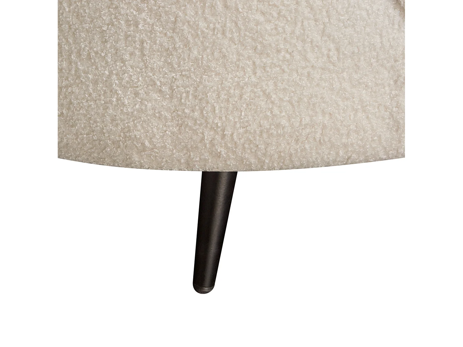 3er Sofa Bouclé weiß gebogen oval mit schwarzen Metallbeinen Retro Glam Savar