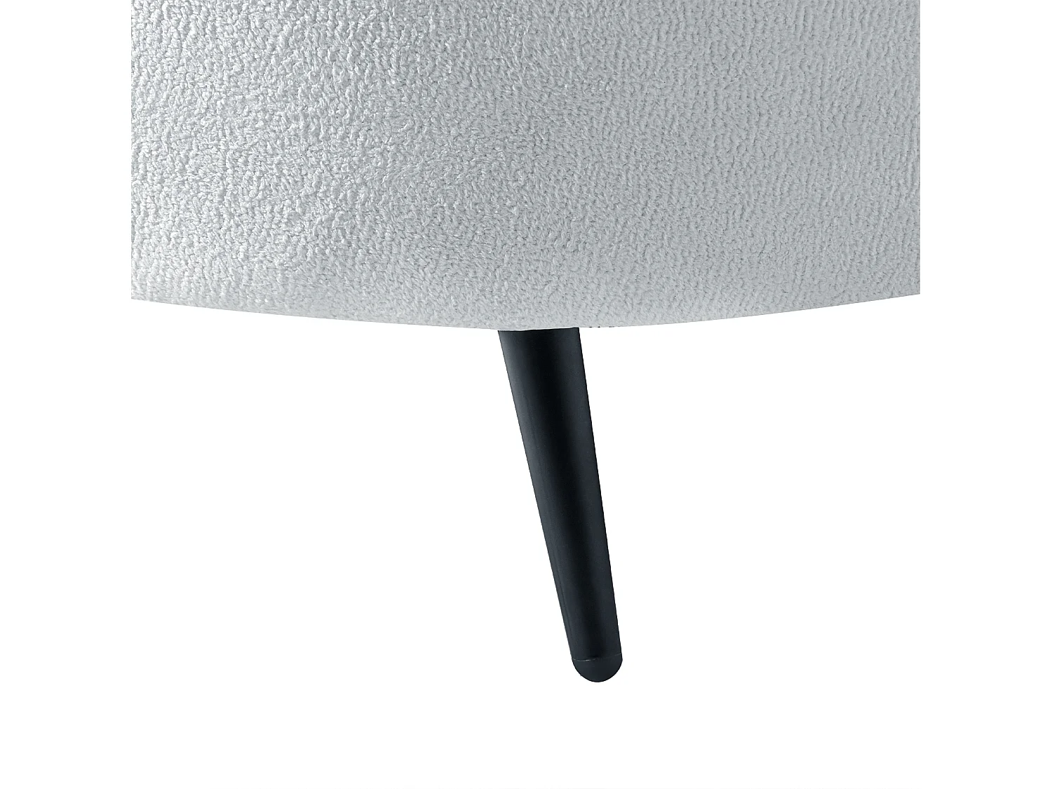 3er Sofa Bouclé weiß gebogen oval mit schwarzen Metallbeinen Retro Glam Savar