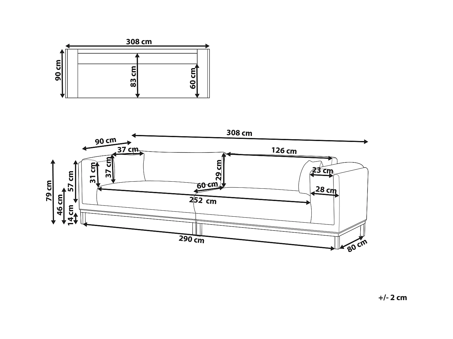 Canapé 4 places VENG Bouclé Blanc cassé