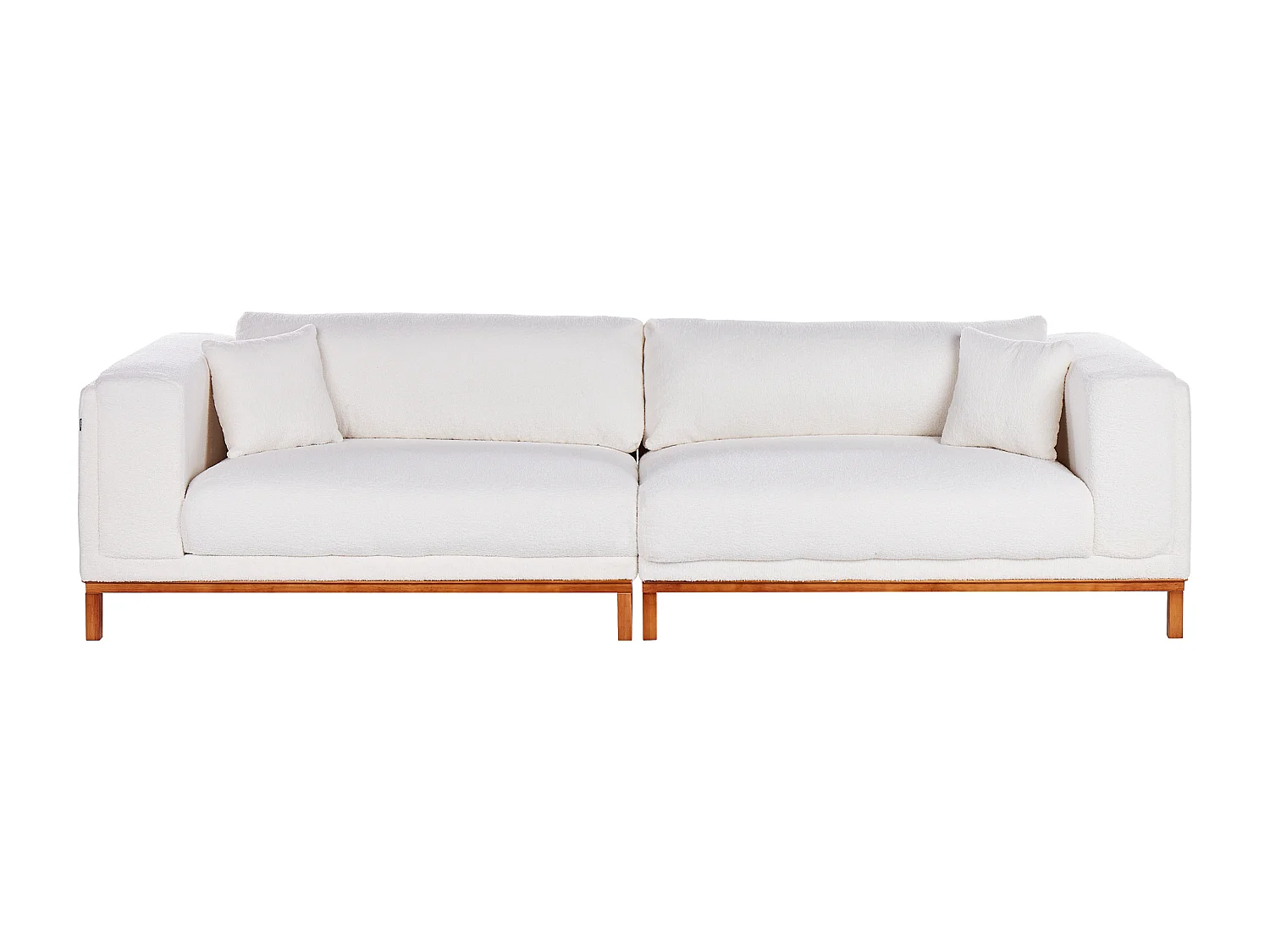 Sofa aus Bouclé cremeweiß 4-Sitzer mit Eukalyptusholz Beinen modern Veng