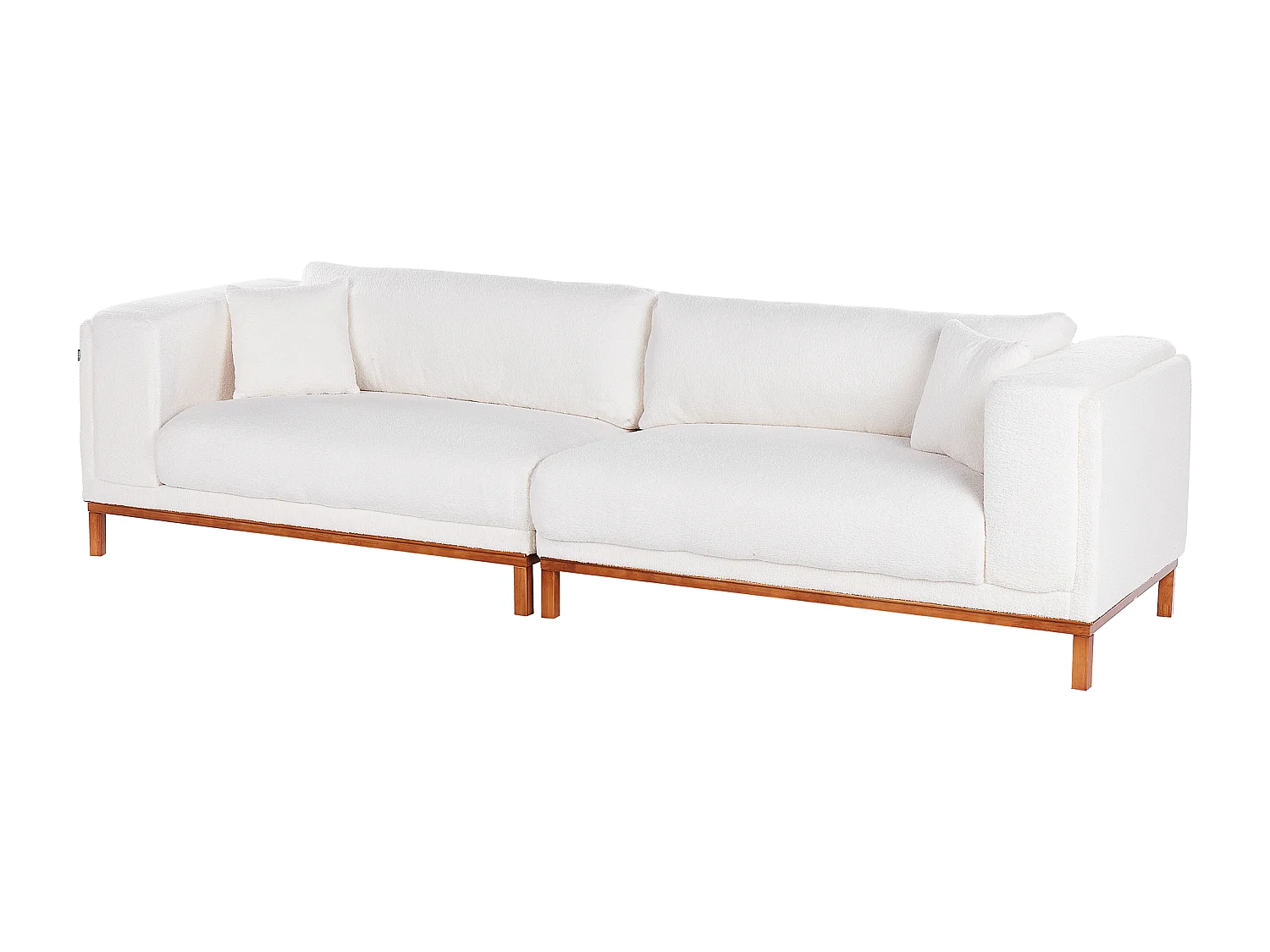 Sofa aus Bouclé cremeweiß 4-Sitzer mit Eukalyptusholz Beinen modern Veng