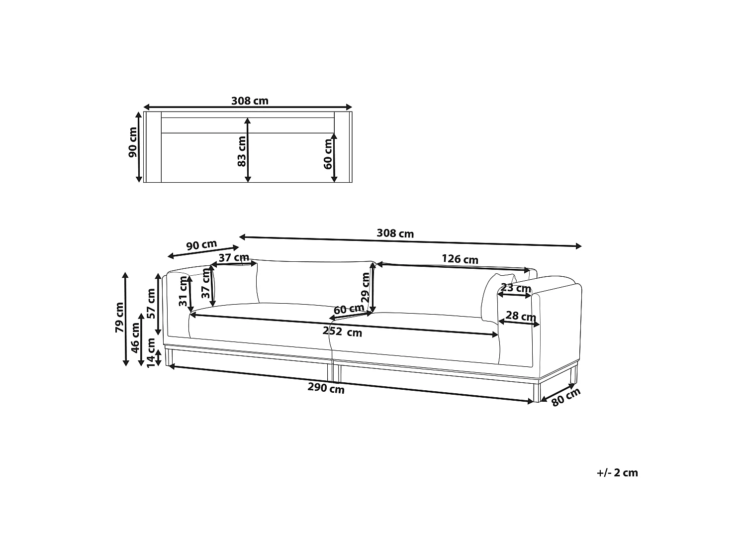 Sofa VENG Bouclé Cremeweiss 4-Sitzer