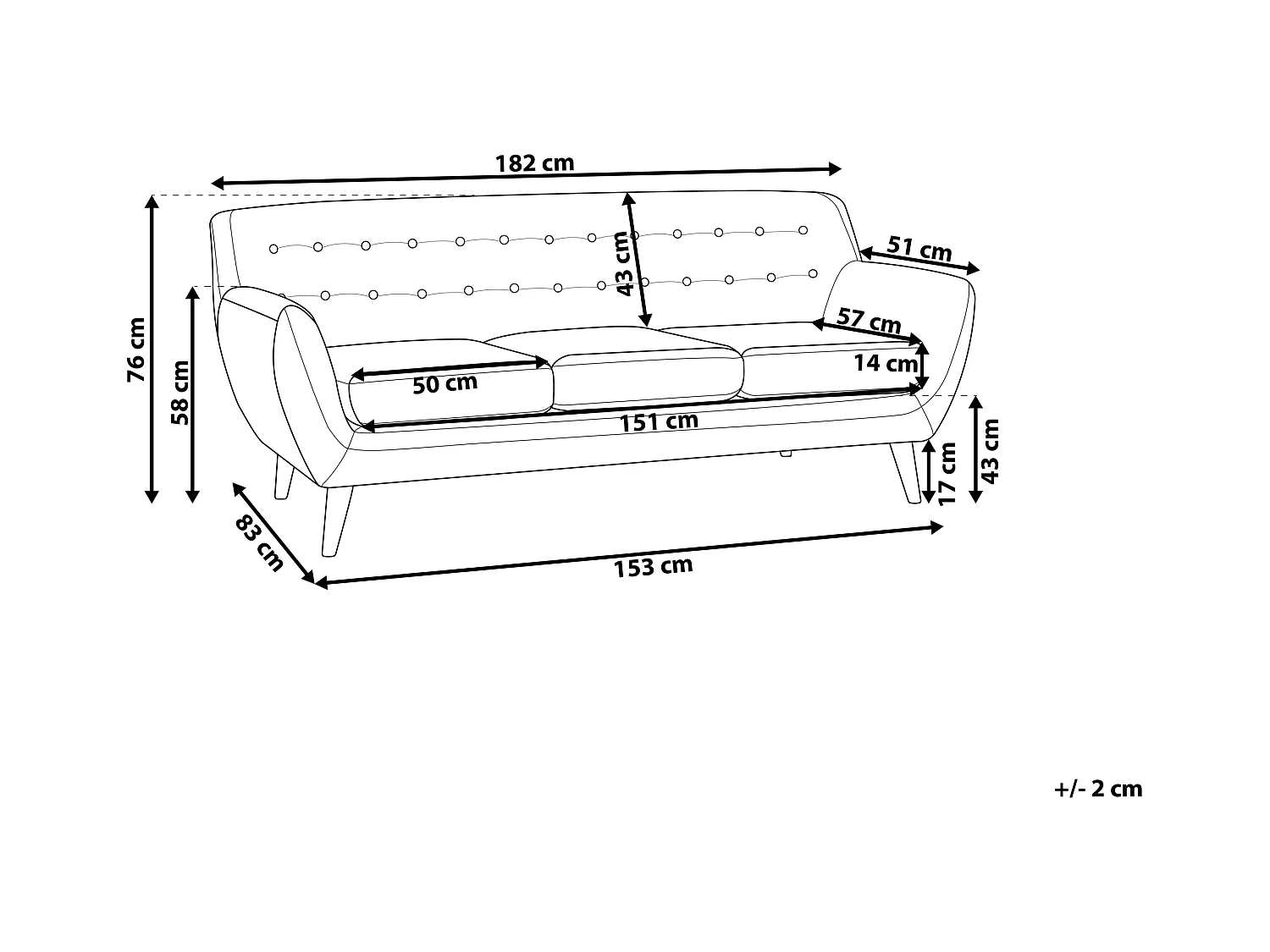 Bank MOTALA Stof Lichtbeige 3-zitter