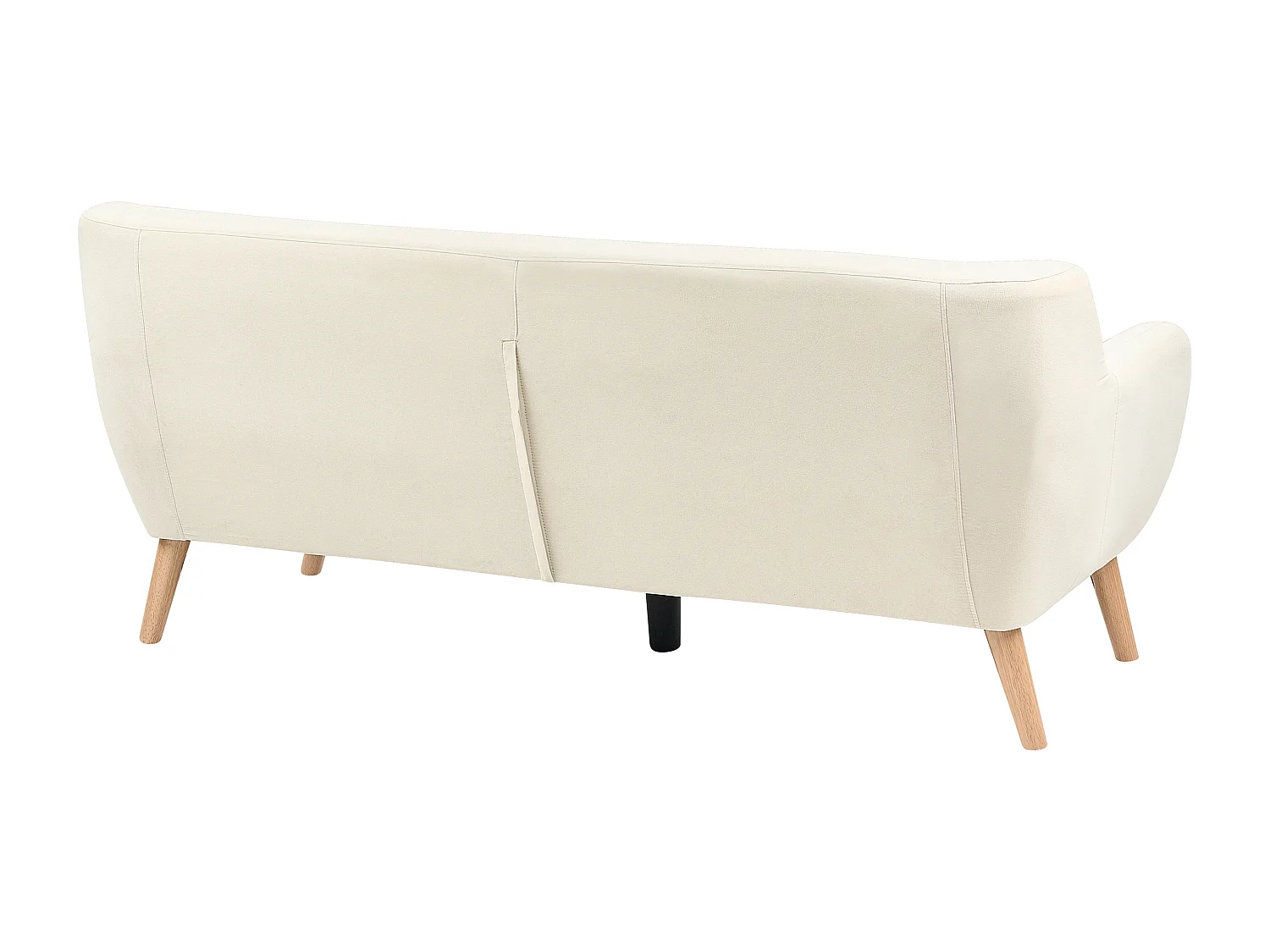 3-Sitzer Sofa mit Armlehnen Stoff Hellbeige Knopfheftung Holzbeine Retro Motala