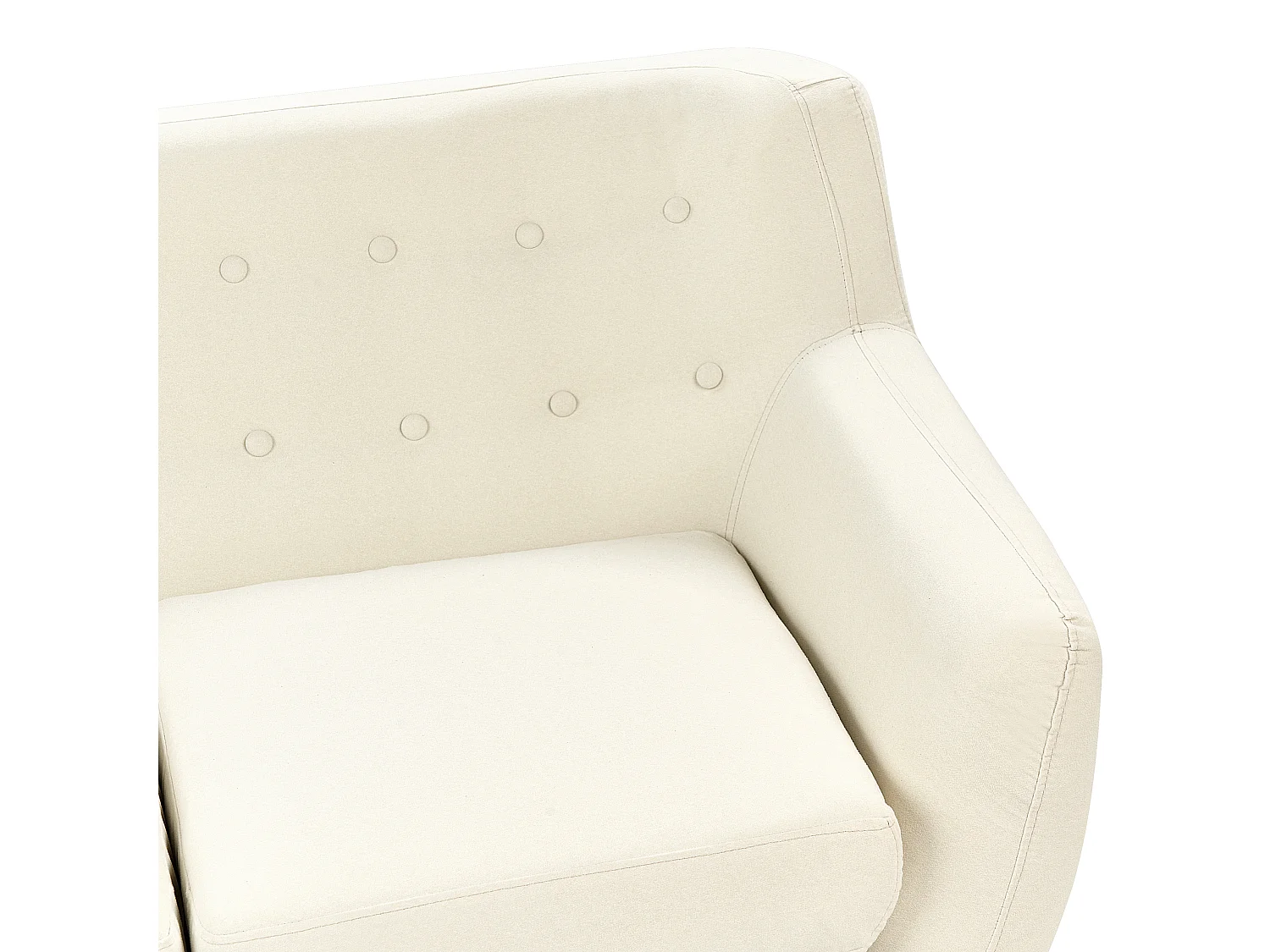 3-Sitzer Sofa mit Armlehnen Stoff Hellbeige Knopfheftung Holzbeine Retro Motala