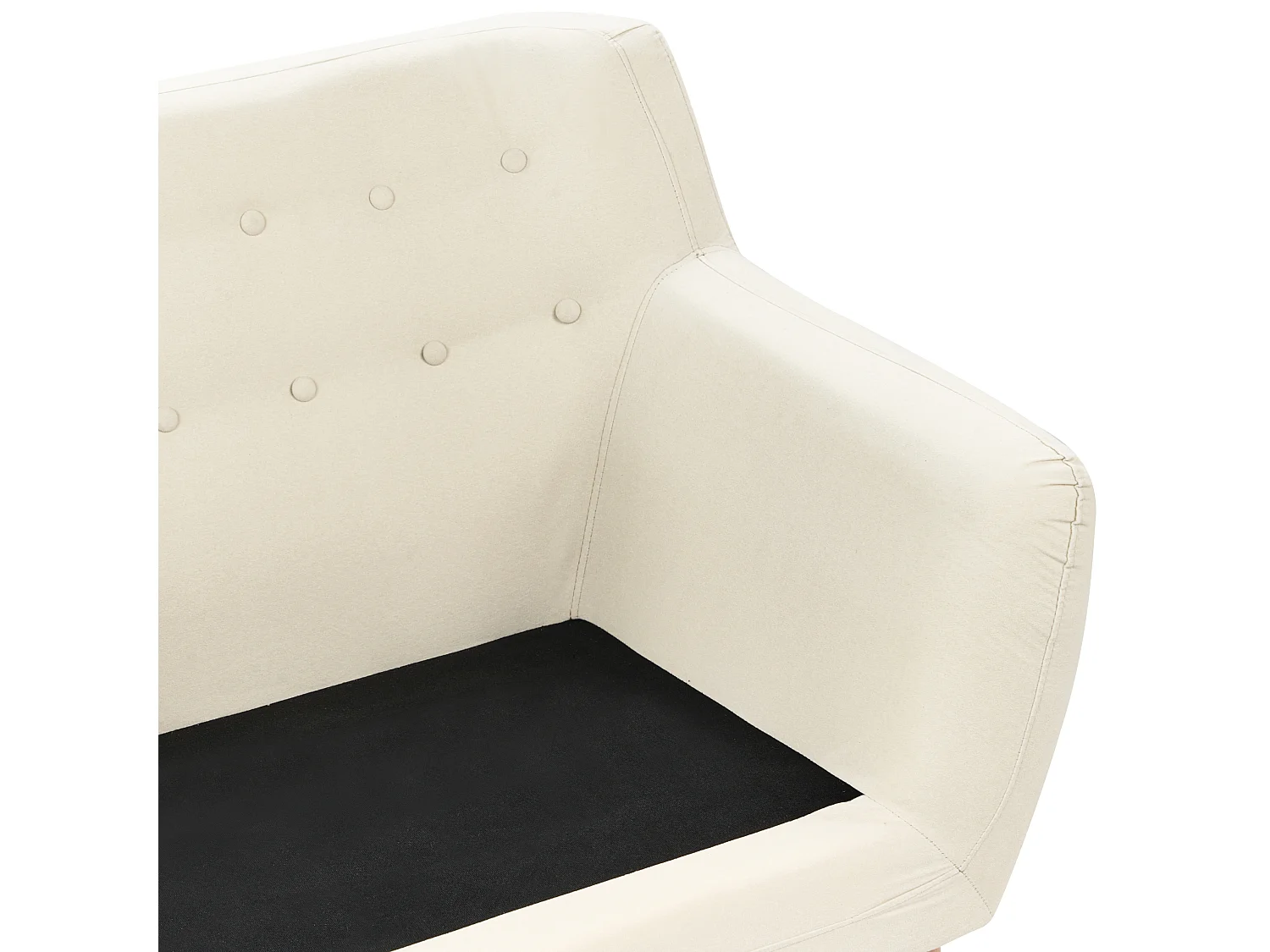 3-Sitzer Sofa mit Armlehnen Stoff Hellbeige Knopfheftung Holzbeine Retro Motala