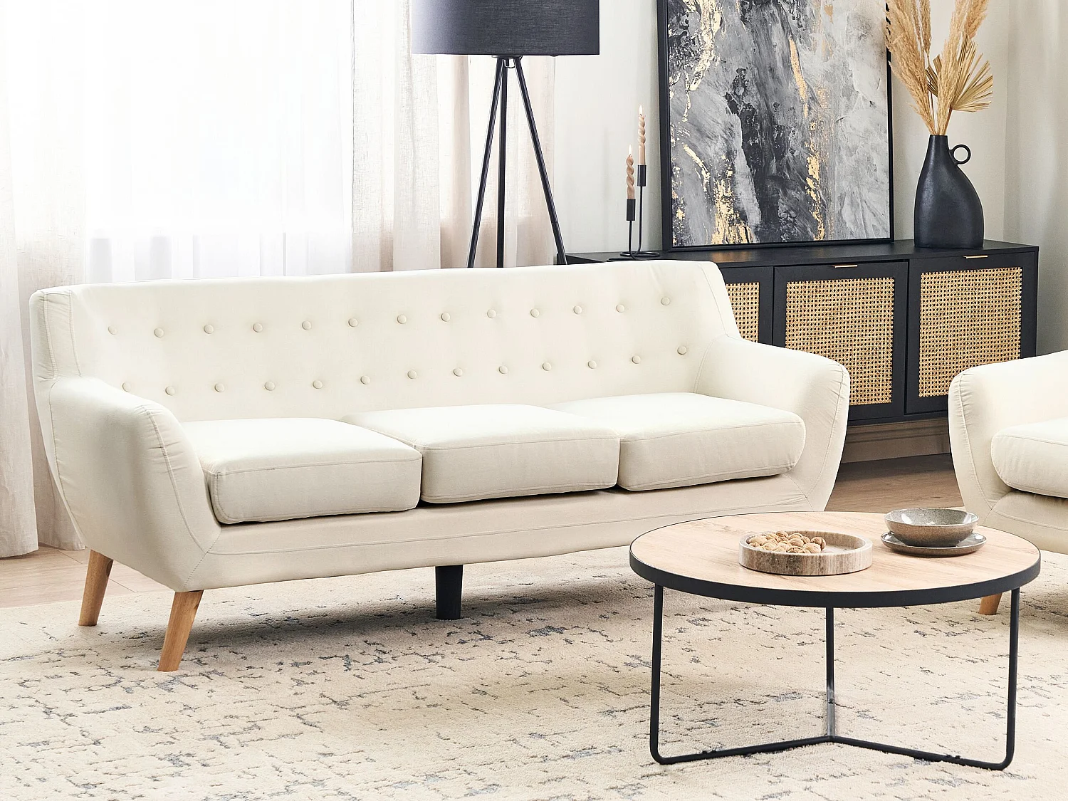 Canapé MOTALA Tissu Beige clair 3 places