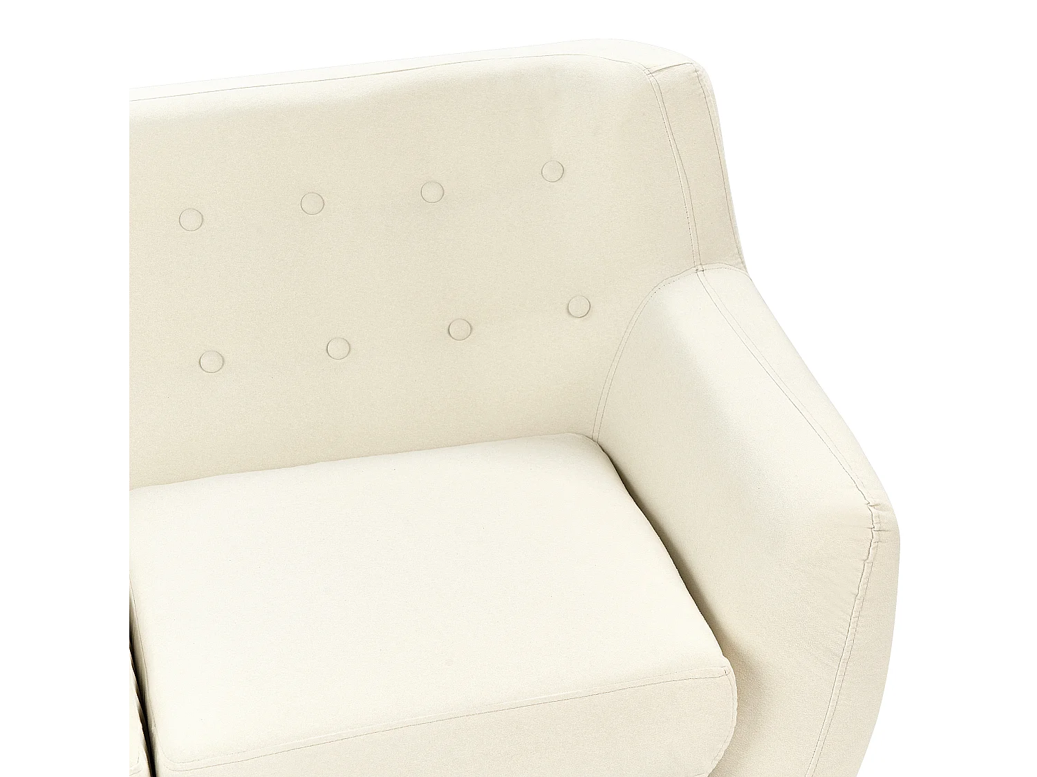 3-Sitzer Sofa mit Armlehnen Stoff Hellbeige Knopfheftung Holzbeine Retro Motala