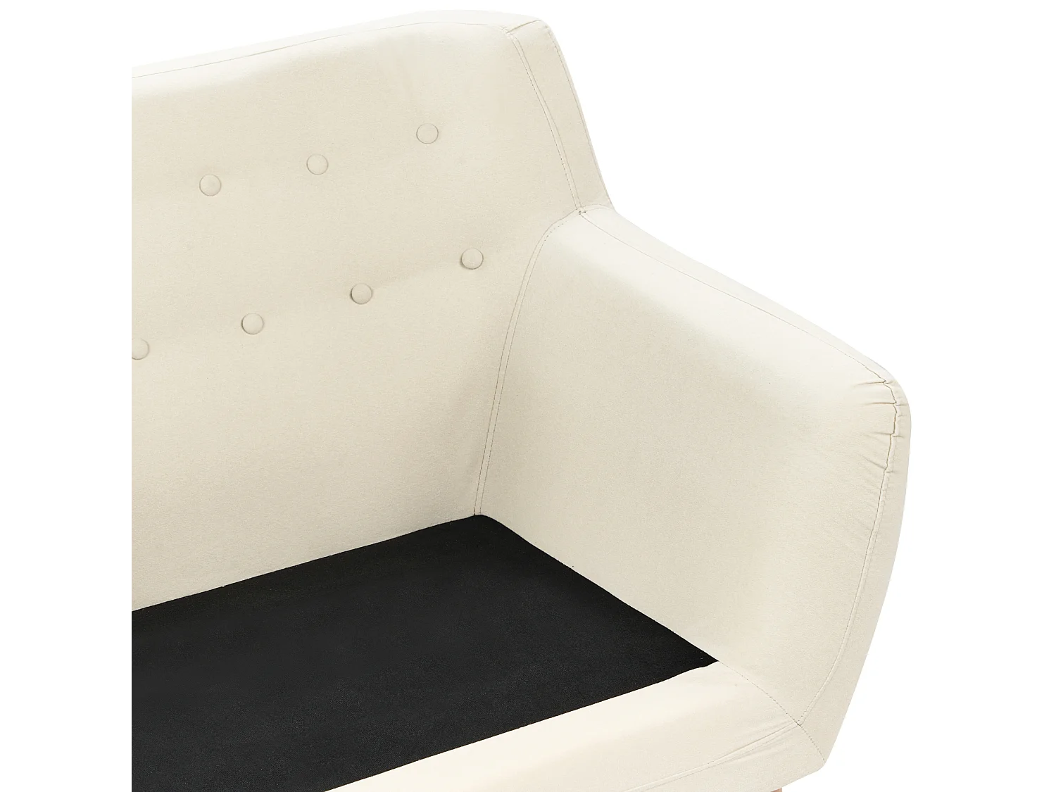 3-Sitzer Sofa mit Armlehnen Stoff Hellbeige Knopfheftung Holzbeine Retro Motala