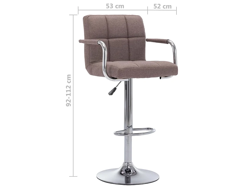 Chaises de bar lot de 2 taupe tissu