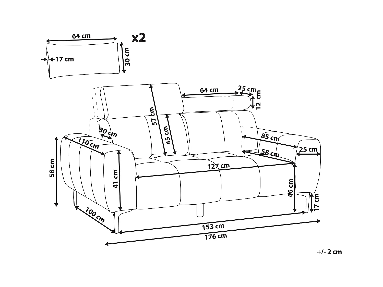 Sofa VEGAMO Boucle Biały dla 2 osób