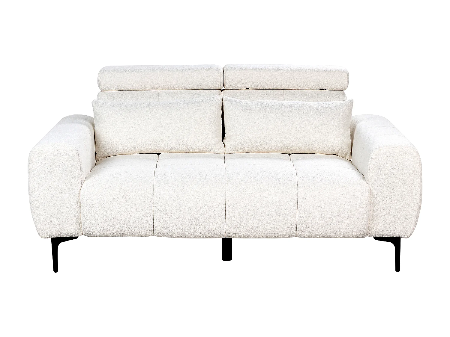 2-Sitzer Sofa Bouclé weiß Rückenlehne & Kopfteil verstellbar mit Kissen Vegamo