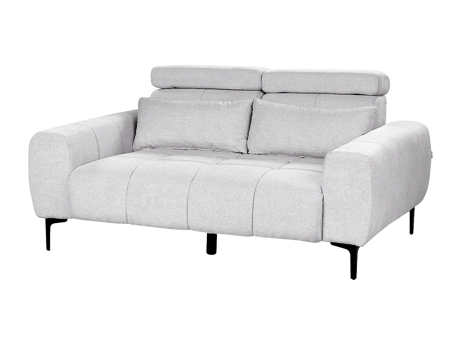 2-Sitzer Sofa Stoff grau Rückenlehne & Kopfteil verstellbar mit Kissen Vegamo