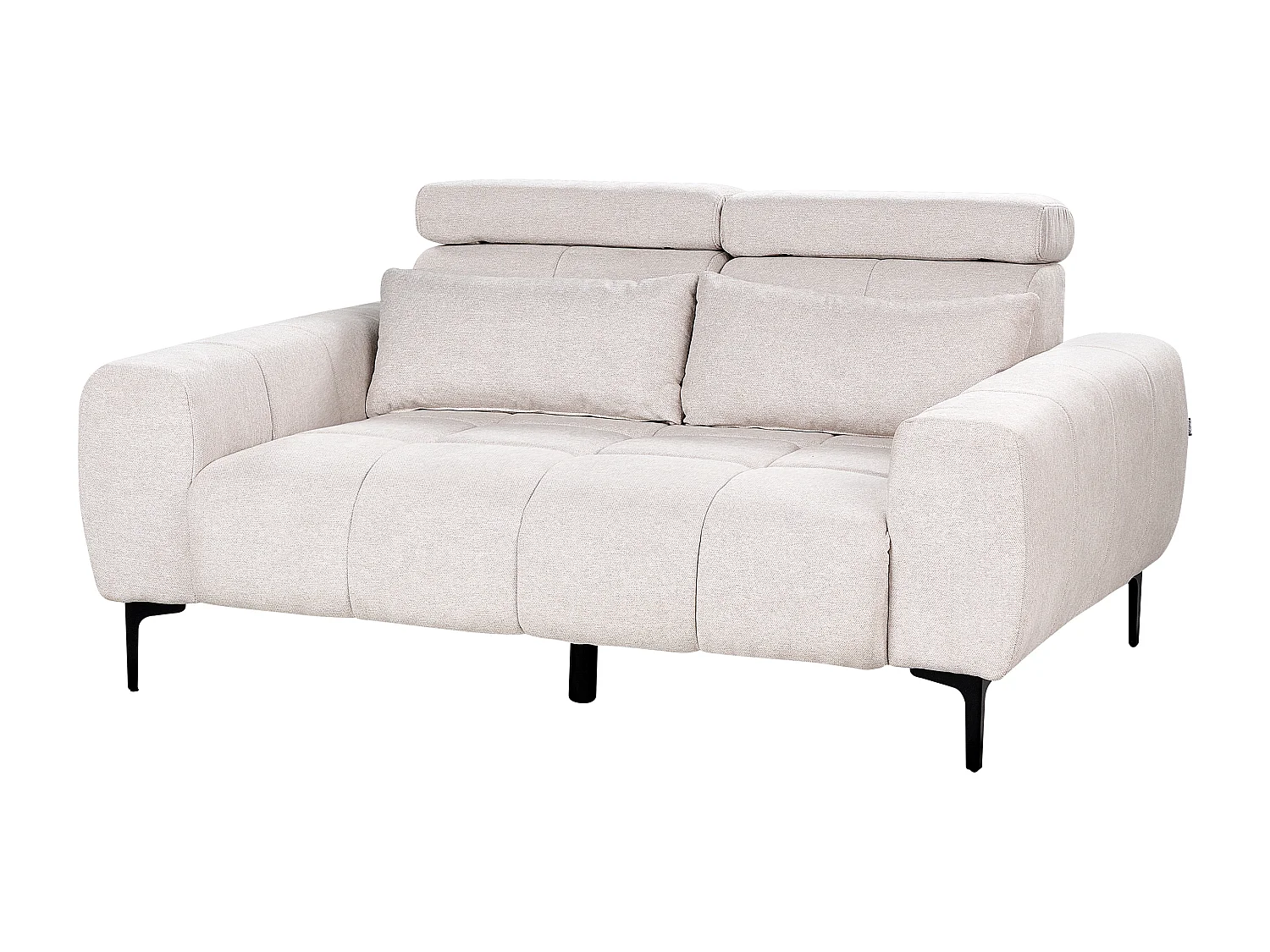 2-Sitzer Sofa Stoff beige Rückenlehne & Kopfteil verstellbar mit Kissen Vegamo