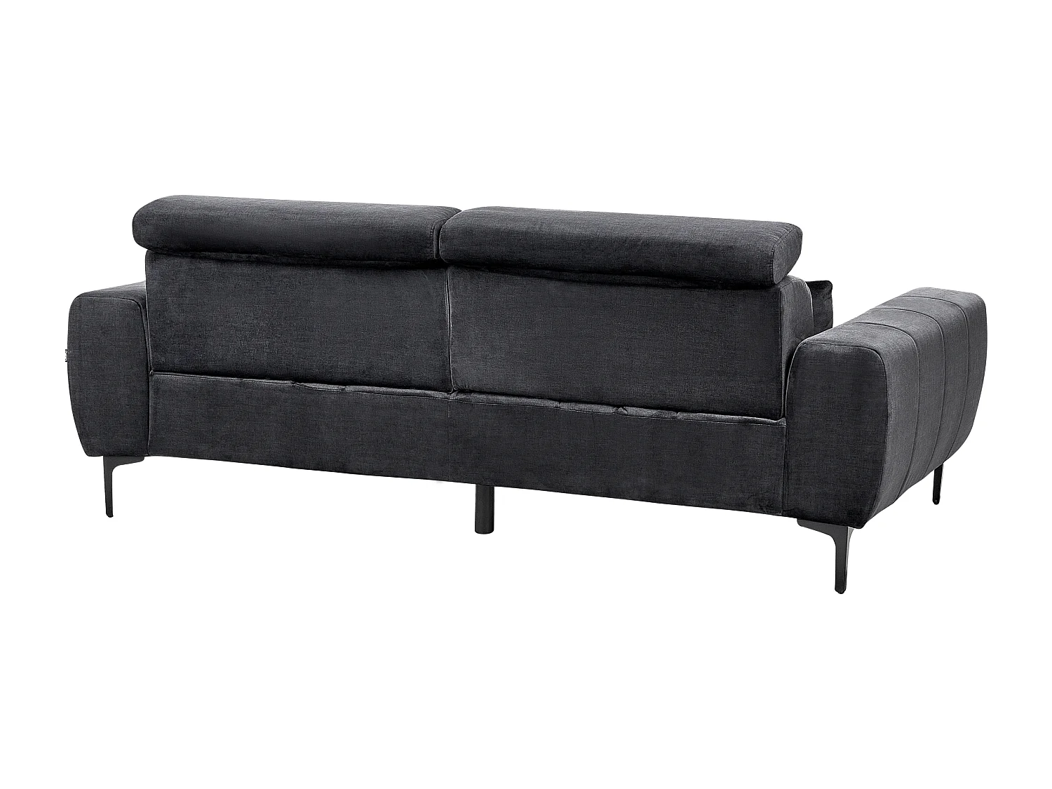 3-Sitzer Sofa Samt schwarz Rückenlehne & Kopfteil verstellbar mit Kissen Vegamo