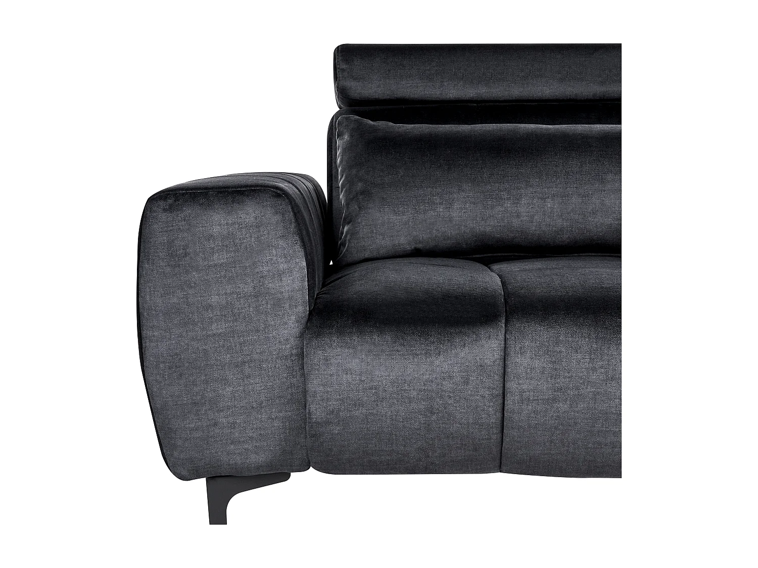 3-Sitzer Sofa Samt schwarz Rückenlehne & Kopfteil verstellbar mit Kissen Vegamo