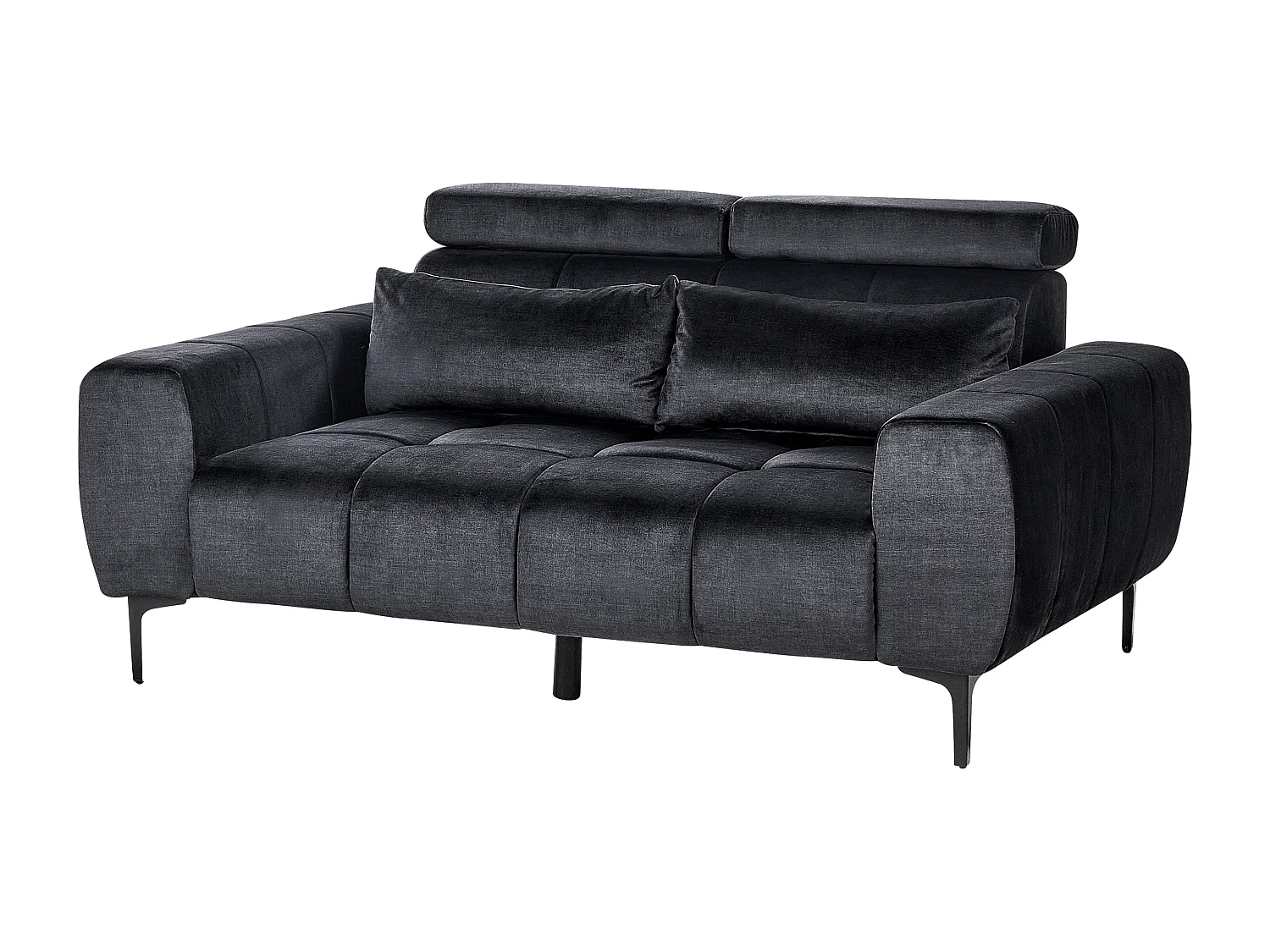 Sofa VEGAMO Samtstoff Schwarz 2-Sitzer