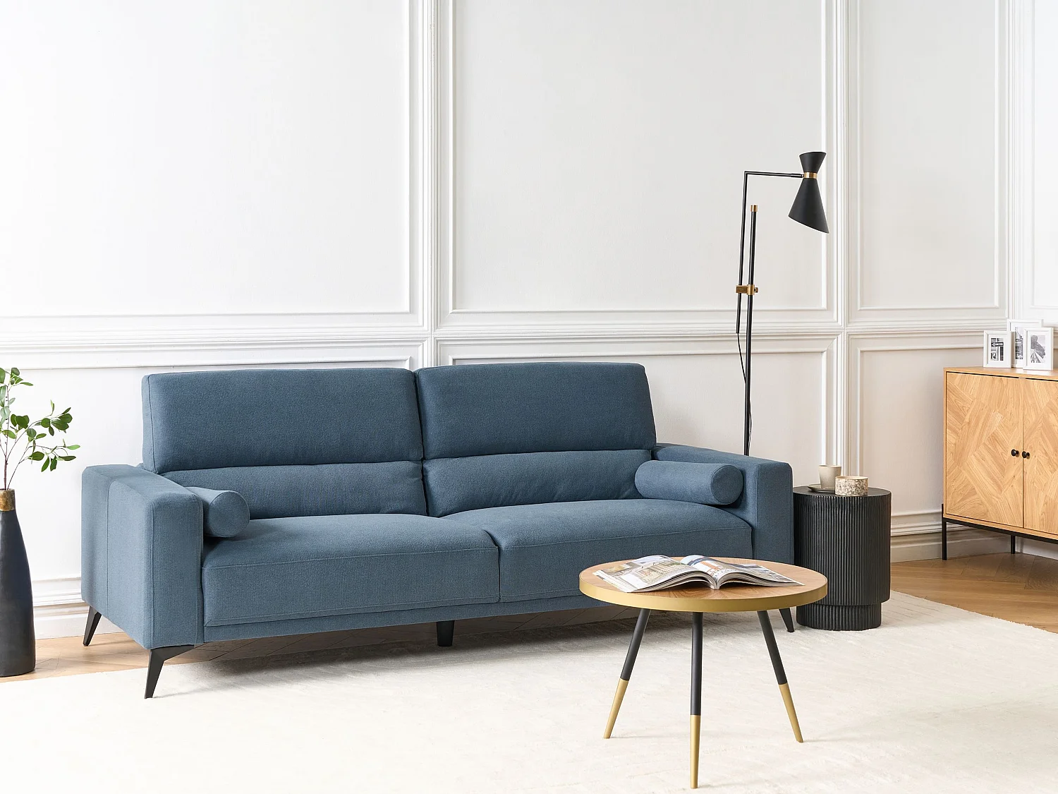 Sofa ANGE Stoff Blau 3-Sitzer