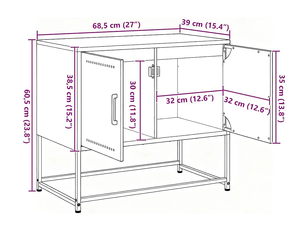 Mobile TV Giallo Senape 68,5x39x60,5 cm in Acciaio