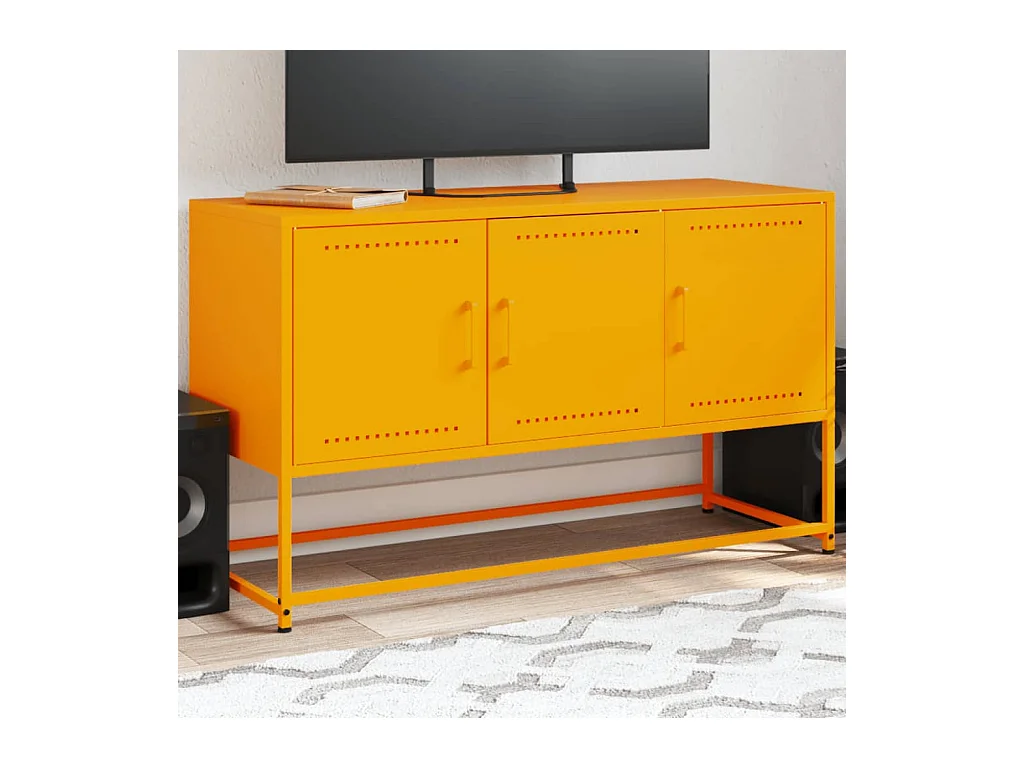 Meuble TV jaune moutarde 100,5x39x60,5 cm acier
