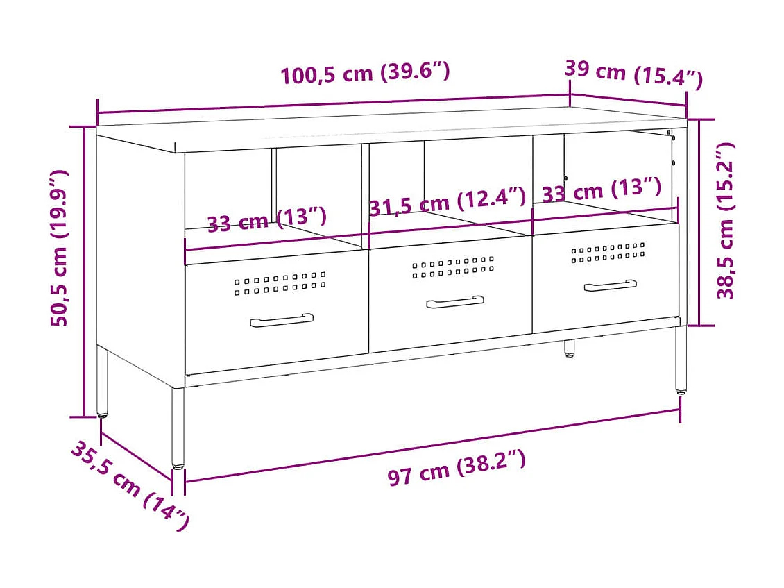 TV-Schrank Senfgelb 100,5x39x50,5 cm Stahl