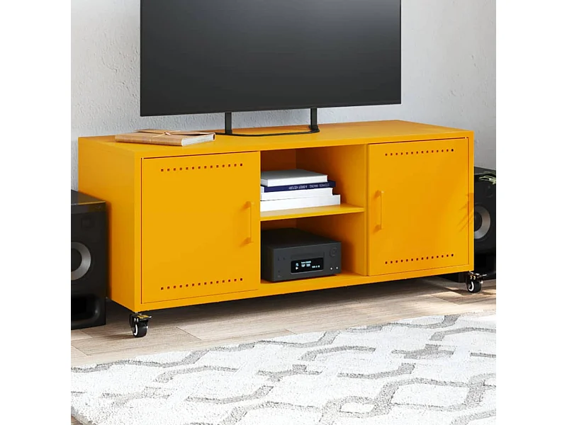 Meuble TV jaune moutarde 100,5x39x43,5 cm acier