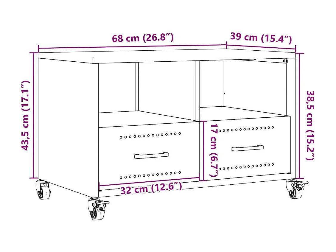 Mobile TV Giallo Senape 68x39x43,5cm Acciaio Laminato a Freddo