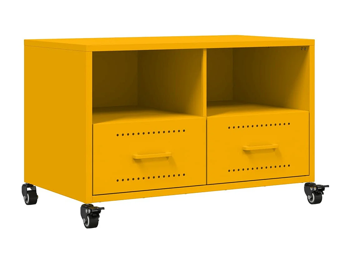 Mueble TV acero laminado en frío amarillo mostaza 68x39x43,5 cm