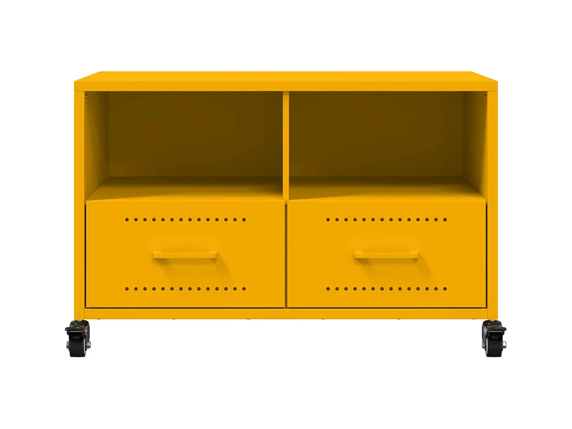 Mueble TV acero laminado en frío amarillo mostaza 68x39x43,5 cm