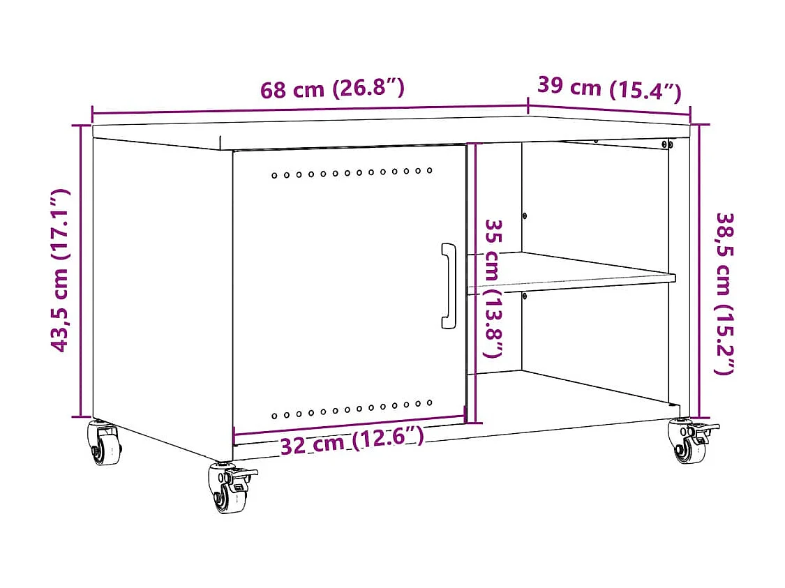 Tv-meubel 68x39x43,5 cm staal mosterdgeel