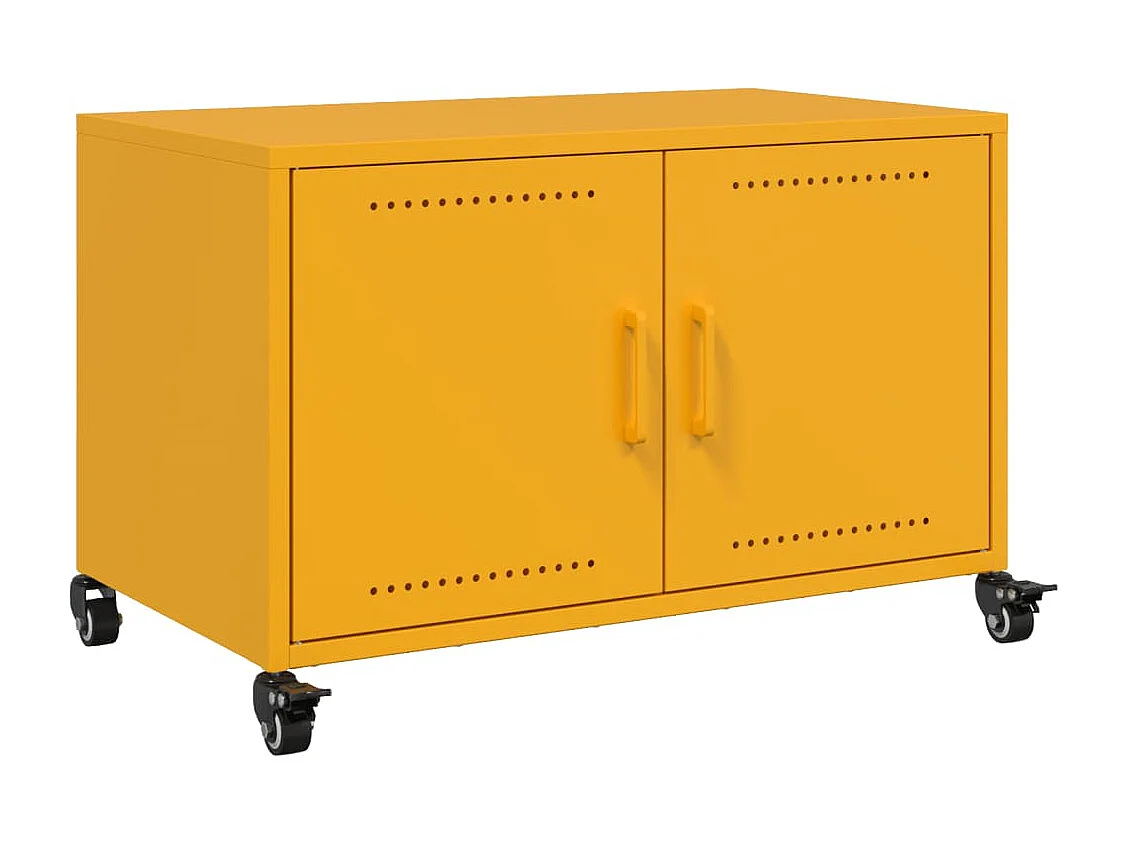 Meuble TV jaune moutarde 68x39x43,5 cm acier
