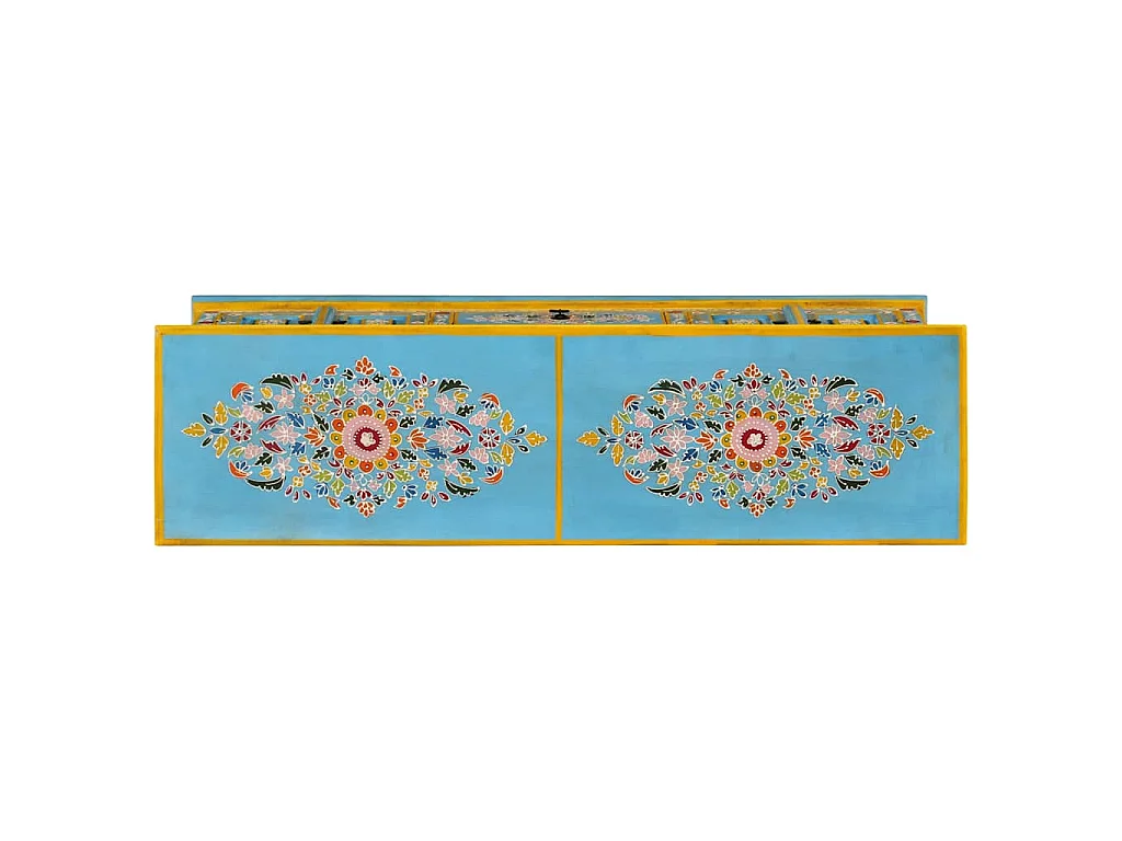 Meuble TV bleu 110x30x40 cm bois massif de manguier