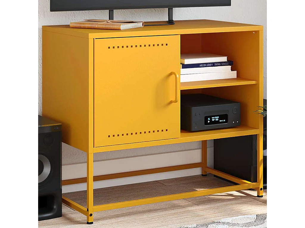 Mobile TV Giallo Senape 68x39x60,5 cm in Acciaio