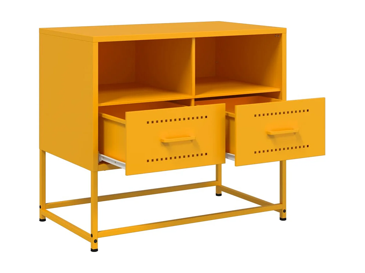Mueble para TV de acero amarillo mostaza 68x39x60,5 cm