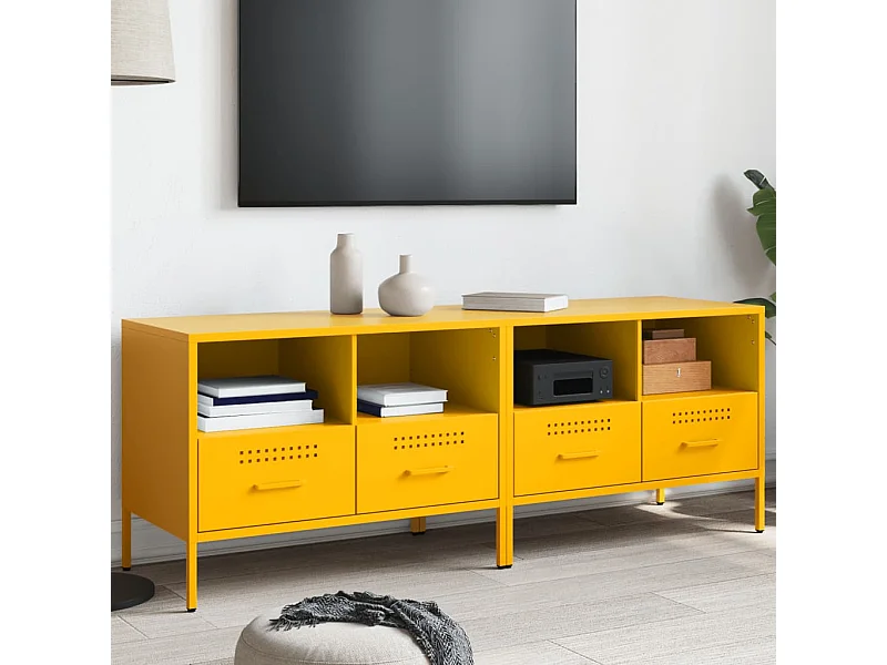 Tv-meubelen 2 st 68x39x50,5 cm staal mosterdgeel