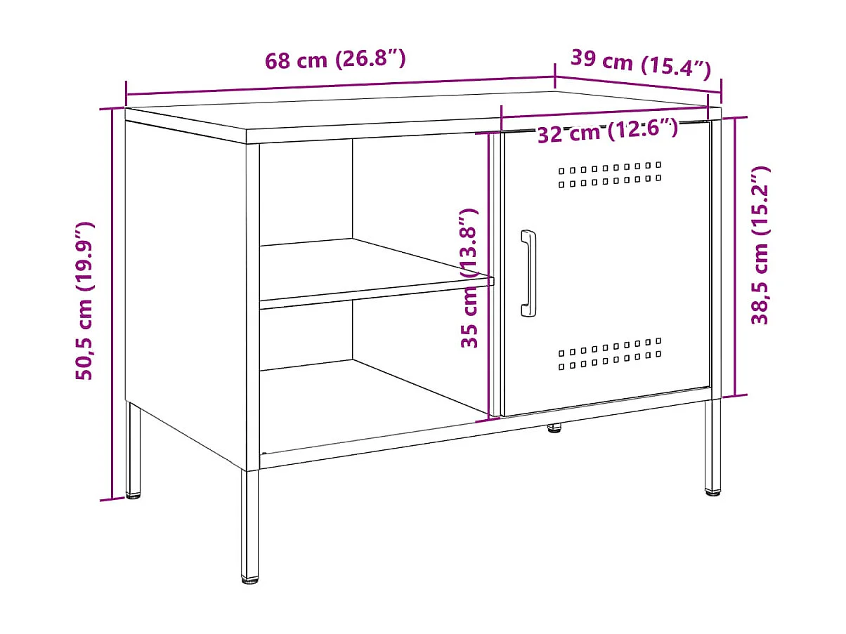 Mobile TV Giallo Senape 68x39x50,5 cm in Acciaio