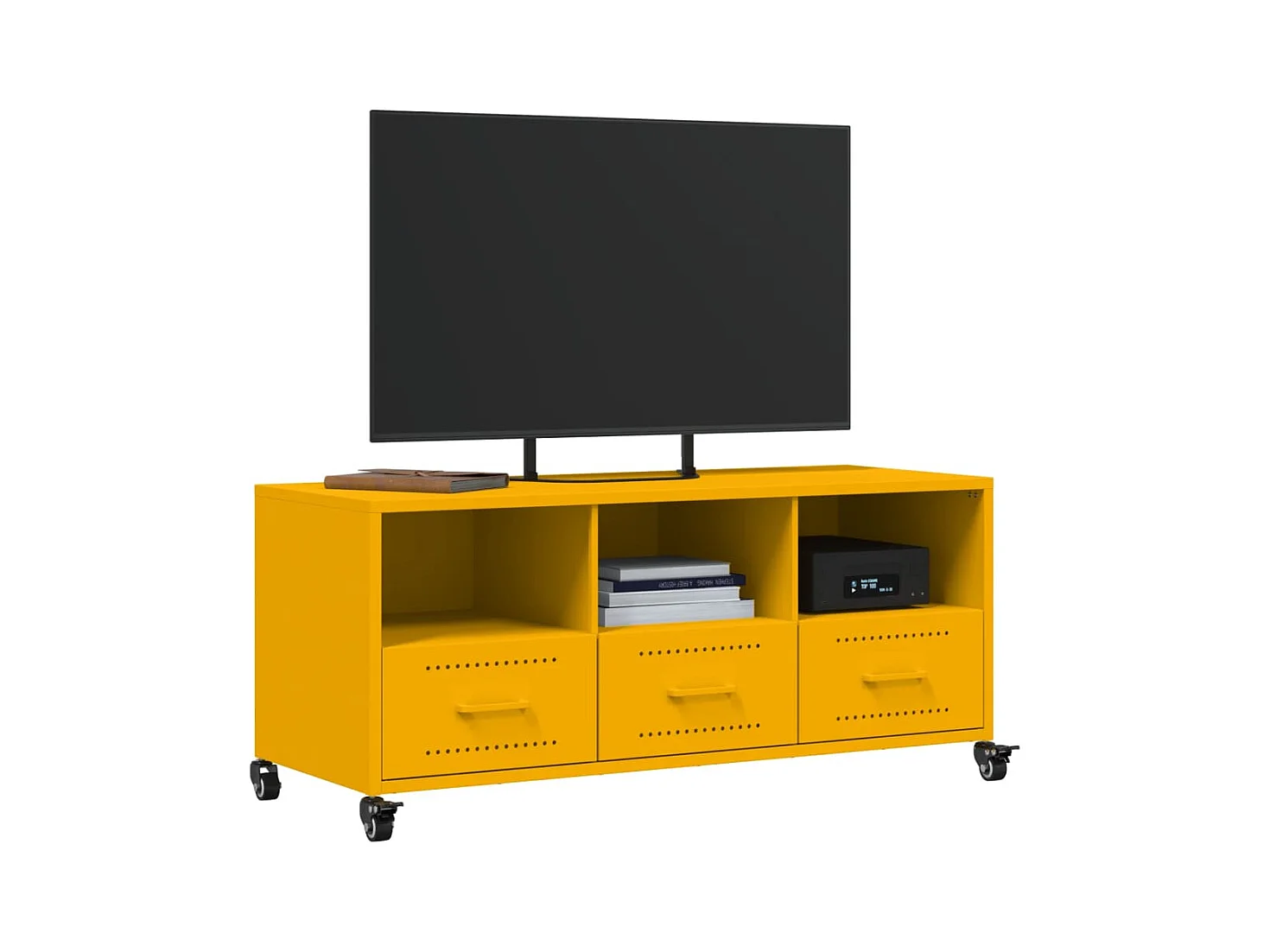 Meuble TV jaune moutarde 100,5x39x43,5 cm acier