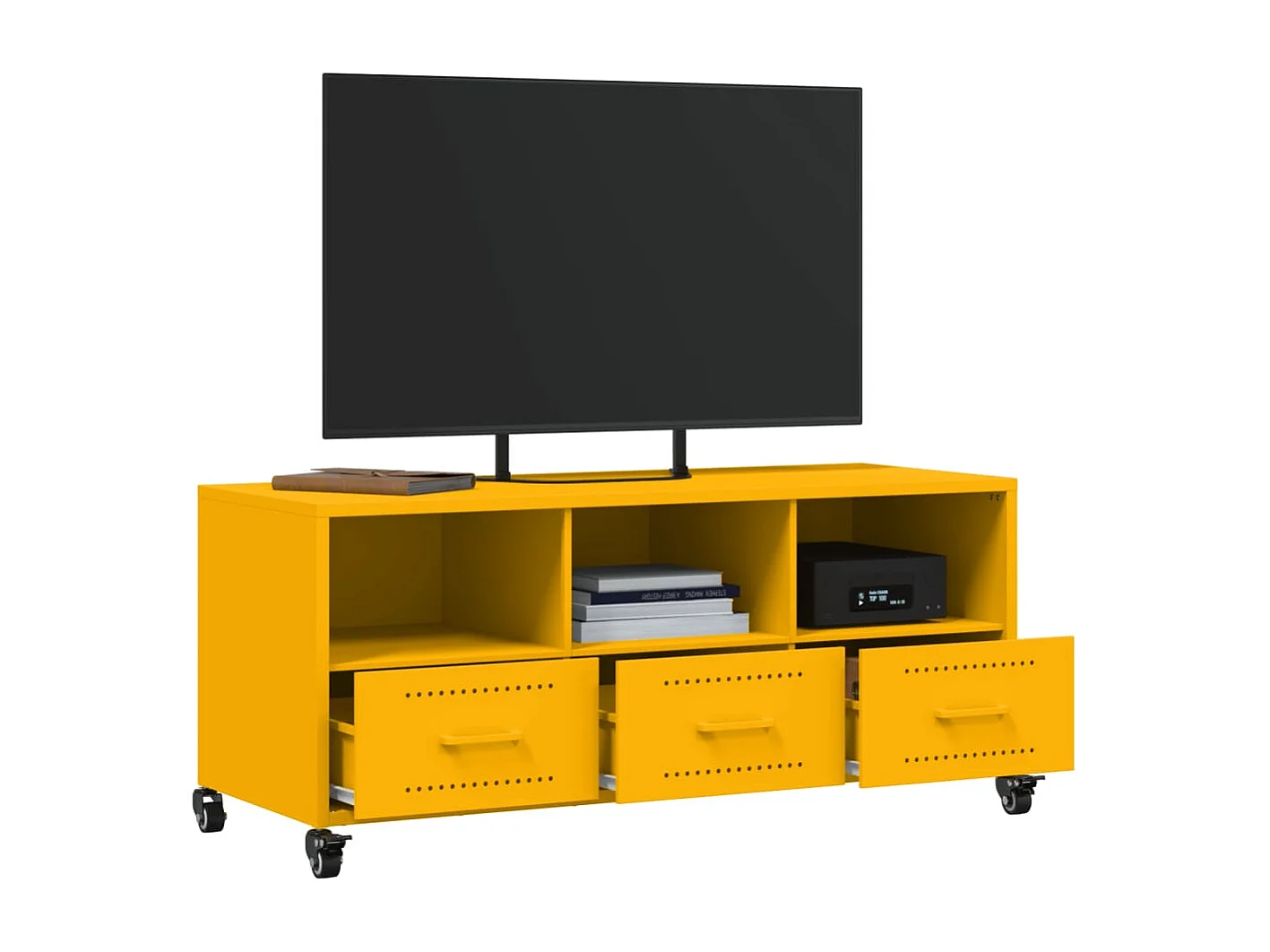Meuble TV jaune moutarde 100,5x39x43,5 cm acier