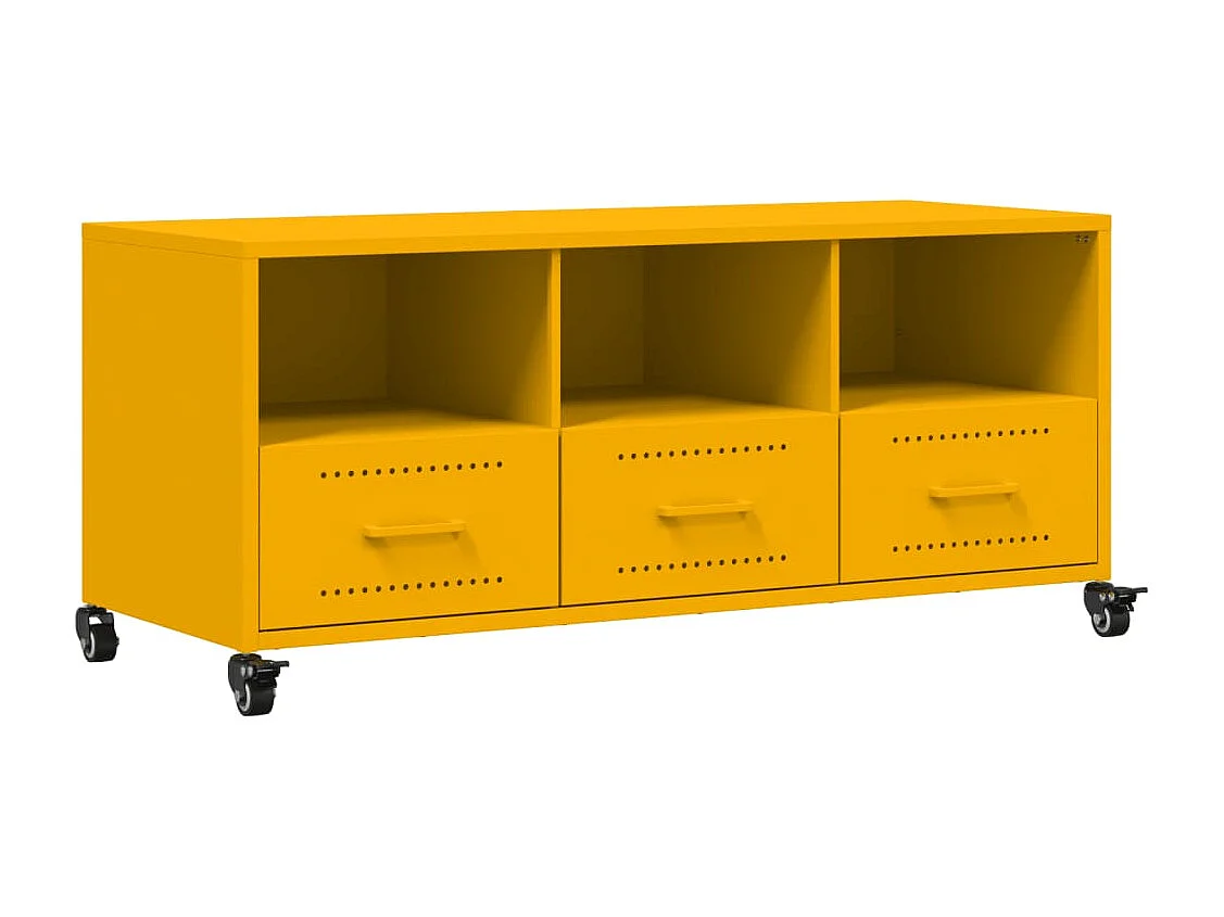 Mueble para TV acero laminado en frío amarillo 100,5x39x43,5 cm