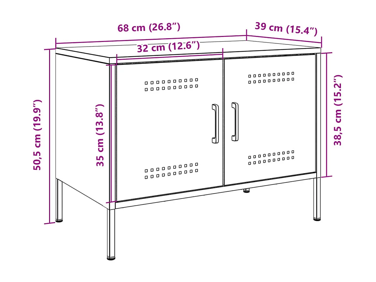 Tv-meubel 68x39x50,5 cm staal mosterdgeel