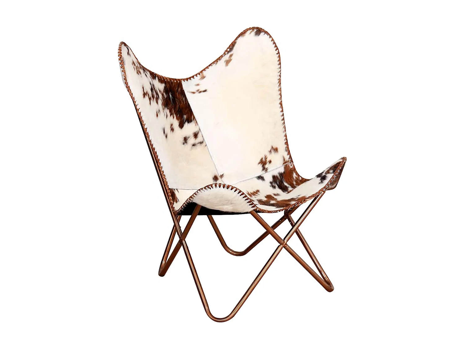 Chaise papillon marron et blanc cuir de vache