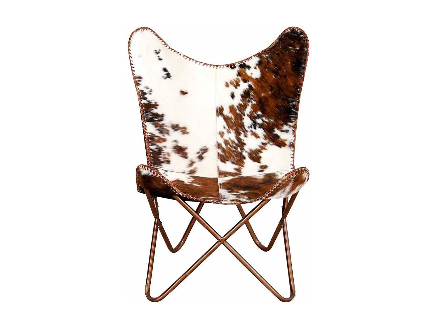 Chaise papillon marron et blanc cuir de vache