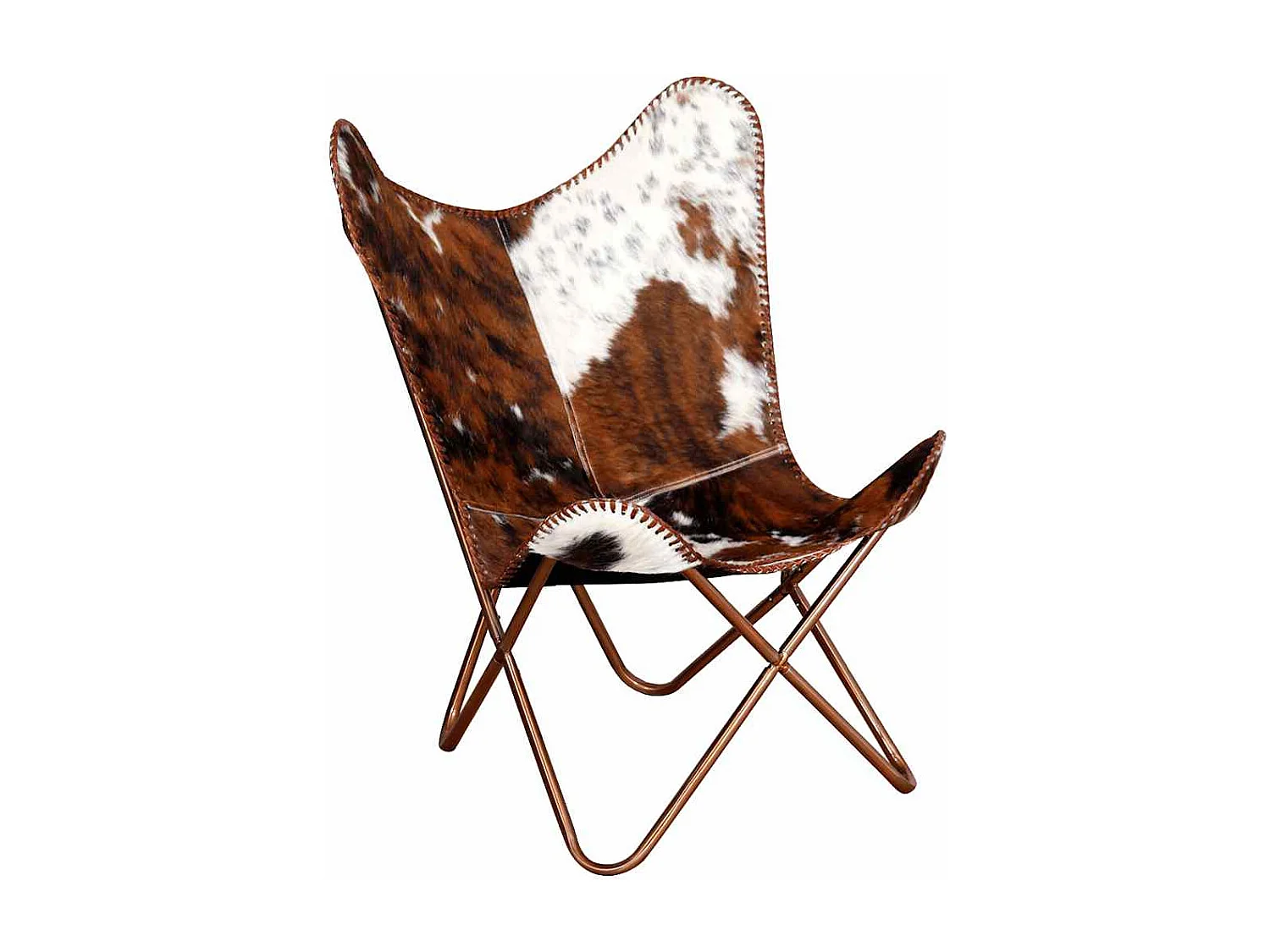 Chaise papillon marron et blanc cuir de vache