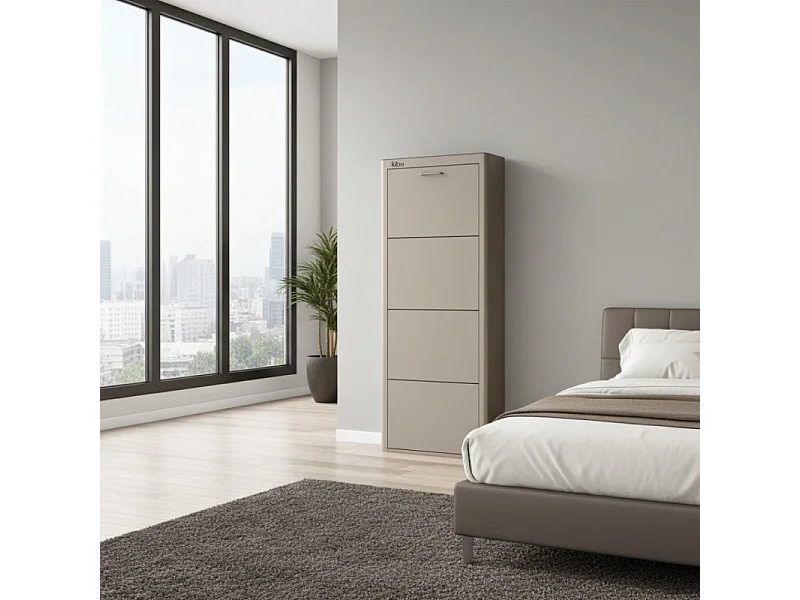 Meuble à chaussures KIBO 4 Compartiments, couleur blanc, noir ou sable