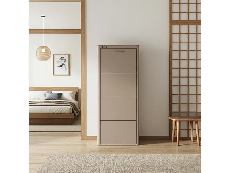 Meuble à chaussures KIBO 4 Compartiments, couleur blanc, noir ou sable