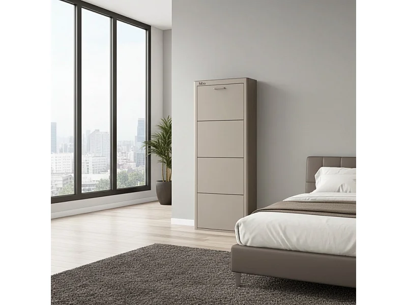 Meuble à chaussures KIBO 4 Compartiments, couleur blanc, noir ou sable